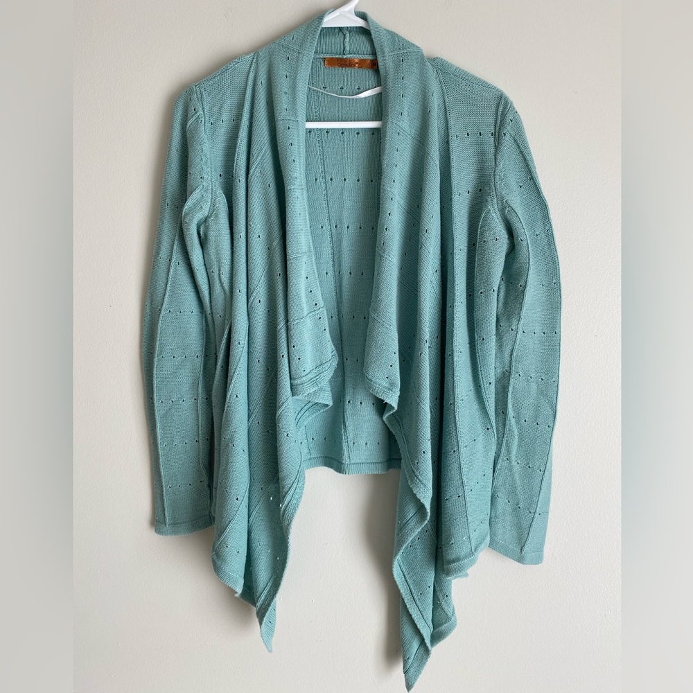 Belldini Blue Open-Front Draped Cardigan
